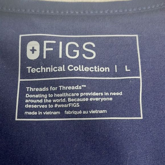 Figs Tops Figsdark Harbor Blue Short Sleeve Vneck Two Front Pockets